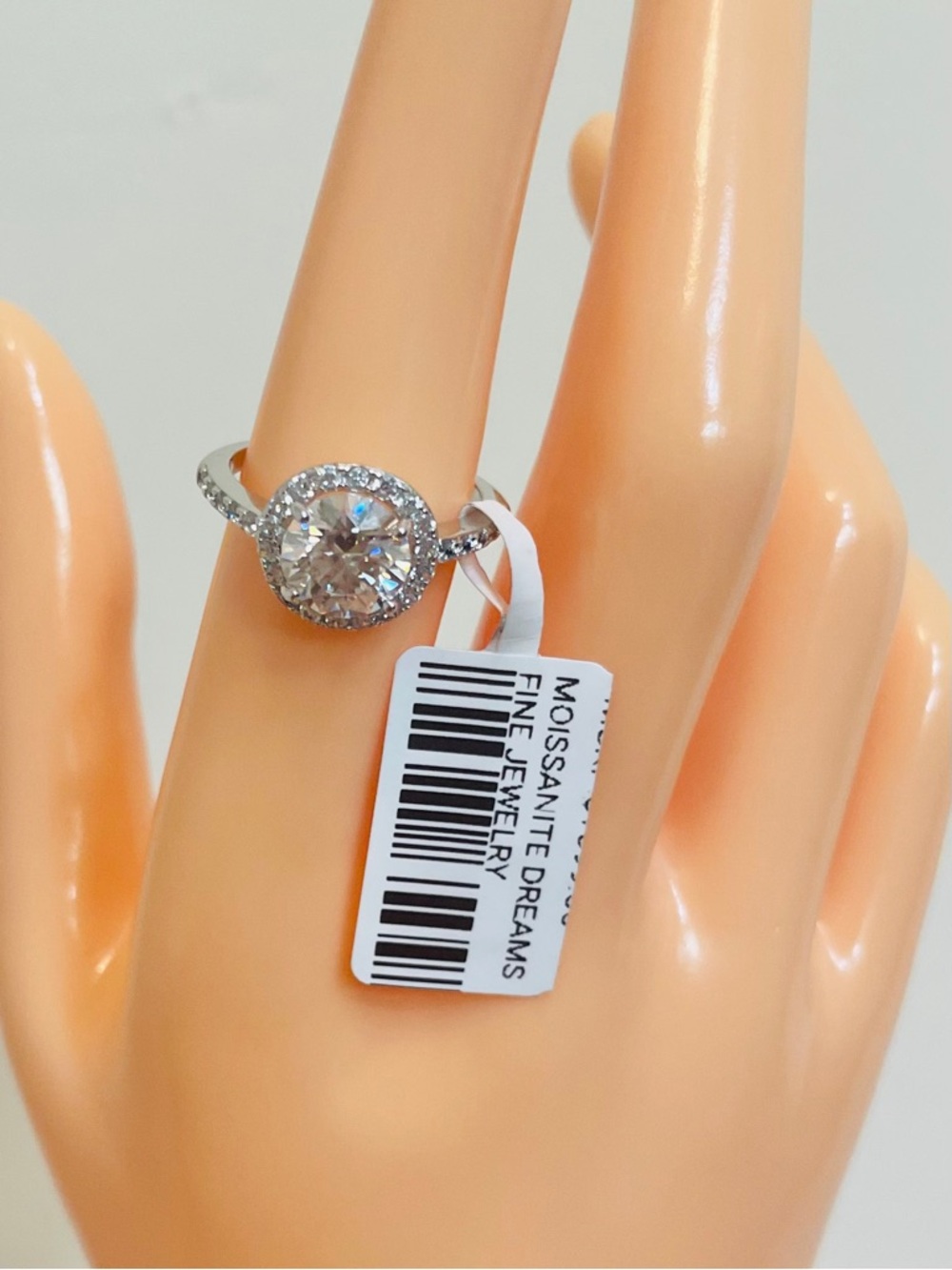 2.5 Carat Moissanite Halo Sterling Silver Engagement Ring with GRA NWT Gift Box - Picture 5 of 10